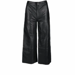 Womens Leather Jeans Black/ Nappa : Flared Pedal Pushers