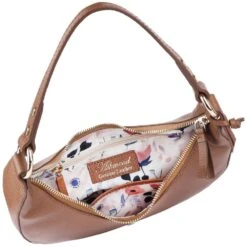 Women's Leather Medium Saddle Shoulder Handbag Tan: 63791 -Luxe Style Central womens leather medium saddle shoulder handbag tan 63791 p6517 23873 image