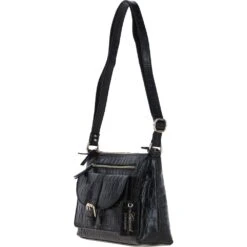 Women's Leather Shoulder Handbag Black/croc: 63786 Croc -Luxe Style Central womens leather shoulder handbag black croc 63786 croc p6592 24069 image