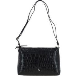 Women's Leather Shoulder Handbag Black/croc: 63786 Croc -Luxe Style Central womens leather shoulder handbag black croc 63786 croc p6592 24070 image
