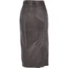 Women's Long 31 Inch Leather Skirt With Open Front Slit Brown : Sandra Skirt -Luxe Style Central womens long 31 inch leather skirt with open front slit brown sandra skirt p3336 14612 image