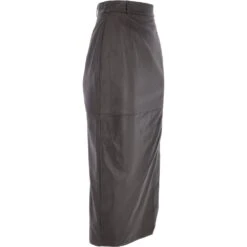 Women's Long 31 Inch Leather Skirt With Open Front Slit Brown : Sandra Skirt -Luxe Style Central womens long 31 inch leather skirt with open front slit brown sandra skirt p3336 14615 image