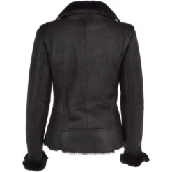 Womens Luxury Shearling Jacket Black/ Blk : Alayna -Luxe Style Central womens luxury shearling jacket black blk alayna p3378 14789 image