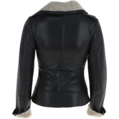 Womens Luxury Shearling Jacket Black/cream: Alayna -Luxe Style Central womens luxury shearling jacket black cream alayna p5873 20825 image
