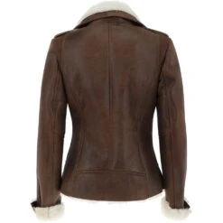 Womens Luxury Shearling Jacket Tobacco/Cream: Alayna -Luxe Style Central womens luxury shearling jacket tobacco cream alayna p4364 18666 image