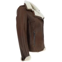 Womens Luxury Shearling Jacket Tobacco/Cream: Alayna -Luxe Style Central womens luxury shearling jacket tobacco cream alayna p4364 18667 image