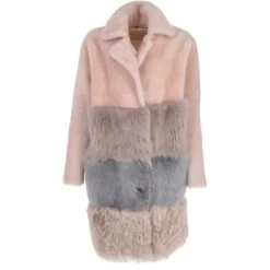 Womens Luxury Sheepskin Coat Baby Pink/multi : Shona