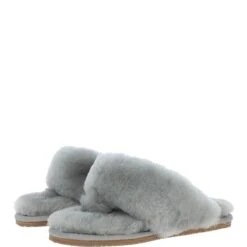 Women's Luxury Sheepskin Flip Flops Grey : Fen-SFF