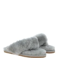 Women's Luxury Sheepskin Flip Flops Grey : Fen-SFF -Luxe Style Central womens luxury sheepskin flip flops grey fen sff p4181 17909 image