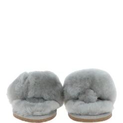 Women's Luxury Sheepskin Flip Flops Grey : Fen-SFF -Luxe Style Central womens luxury sheepskin flip flops grey fen sff p4181 17910 image