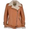 Womens Luxury Side Zip Sheepskin Pilot Jacket Tan : Caitlin -Luxe Style Central womens luxury side zip sheepskin pilot jacket tan caitlin p3223 14229 image