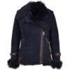 Womens Luxury Side Zip Toscana Suede Sheepskin Pilot Jacket Ombre Blue : Lyanna -Luxe Style Central womens luxury side zip toscana suede sheepskin pilot jacket ombre blue lyanna p3214 14209 image