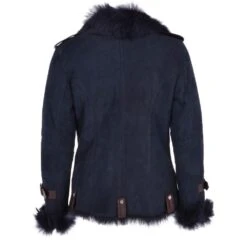 Womens Luxury Side Zip Toscana Suede Sheepskin Pilot Jacket Ombre Blue : Lyanna -Luxe Style Central womens luxury side zip toscana suede sheepskin pilot jacket ombre blue lyanna p3214 14211 image