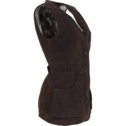 Womens Nubuck Leather Fitted Gilet Brown: Rider -Luxe Style Central womens nubuck leather fitted gilet brown rider p5779 20597 image