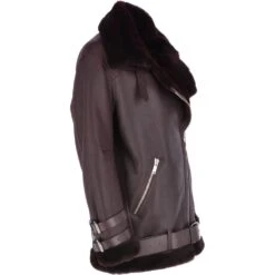 Womens Oversized Sheepskin Flying Biker Jacket Bordeaux : Khloe -Luxe Style Central womens oversized sheepskin flying biker jacket bordeaux khloe p3000 13270 image