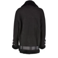 Womens Oversized Sheepskin Flying Jacket Black/Snuff : Khloe -Luxe Style Central womens oversized sheepskin flying jacket black snuff khloe p2999 13265 image