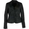 Womens Short Leather Blazer Jacket Black : Ballina