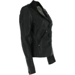Womens Short Leather Blazer Jacket Black : Ballina -Luxe Style Central womens short leather blazer jacket black ballina p3272 16840 image