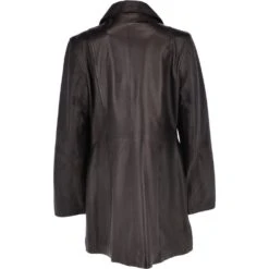 Womens Single Breasted Leather Coat Black/app : Bridget -Luxe Style Central womens single breasted leather coat black app bridget p3289 14368 image