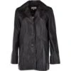 Womens Single Breasted Leather Coat Black/ddy : Eileen