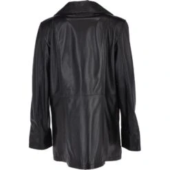 Womens Single Breasted Leather Coat Black/ddy : Eileen -Luxe Style Central womens single breasted leather coat black ddy eileen p3292 14380 image