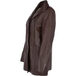 Front Page -Luxe Style Central womens single breasted leather coat mid brown app eileen p3294 14387 image