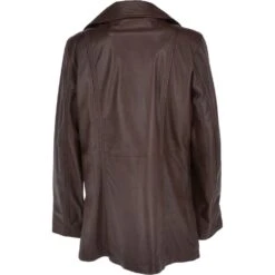 Womens Single Breasted Leather Coat Mid Brown/app : Eileen -Luxe Style Central womens single breasted leather coat mid brown app eileen p3294 14388 image