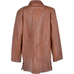 Womens Single Breasted Oversized Leather Coat Cognac/app: Fiona -Luxe Style Central womens single breasted oversized leather coat cognac app fiona p3297 14412 image