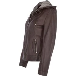 Front Page -Luxe Style Central womens two in one leather hooded jacket mid brown malmo p3288 14351 image