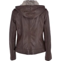 Womens Two-In-One Leather Hooded Jacket Mid Brown : Malmo -Luxe Style Central womens two in one leather hooded jacket mid brown malmo p3288 14352 image