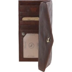 Women's Vintage Wash Large 12 Card Leather Purse Brandy : G-43 -Luxe Style Central womens vintage wash large 12 card leather purse brandy g 43 p4078 17447 image