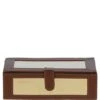 Wood And Aluminium Mirror Storage Box With Tan Leather Trim: AGC1855 -Luxe Style Central wood and aluminium mirror storage box with tan leather trim agc1855 p7776 28174 image