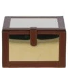 Wood And Aluminium Mirror Storage Box With Tan Leather Trim: AGC1856 -Luxe Style Central wood and aluminium mirror storage box with tan leather trim agc1856 p7777 28189 image