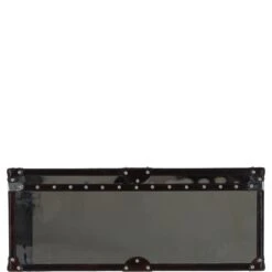 Wood And Aluminium Mirror Trunk With Brown Leather Trim And Stud Detailing: AGC 902 -Luxe Style Central wood and aluminium mirror trunk with brown leather trim and stud detailing agc 902 p7680 27769 image