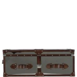 Wood And Aluminium Mirror Trunk With Brown Leather Trim And Stud Detailing: AGC 908