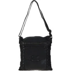 Woven Classic Large Leather Vintage Crossbody Bag Black : D-72