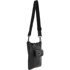 Zip Top Dipped Leather Pocket Cross Body Bag Black: R-10 -Luxe Style Central zip top dipped leather pocket cross body bag black r 10 p5446 19714 image