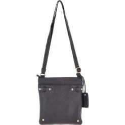 Zip Top Leather Cross Body Bag Black : Dolly