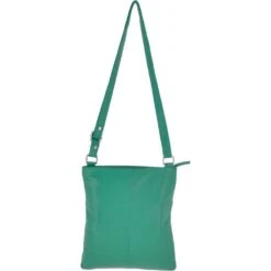 Zip Top Leather Cross Body Bag With External Slip Pocket Green : Ela 1714 -Luxe Style Central zip top leather cross body bag with external slip pocket green ela 1714 p3171 13913 image